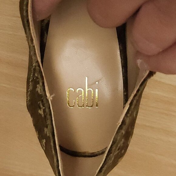 Cabi Green Velvet Block Heel Open Toe Shoes 7 - Picture 7 of 9